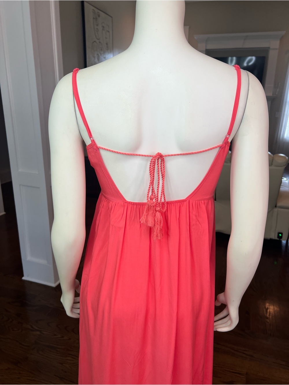 Flying Tomato Coral Maxi Dress with Embroidered Hem - Picture 5 of 14